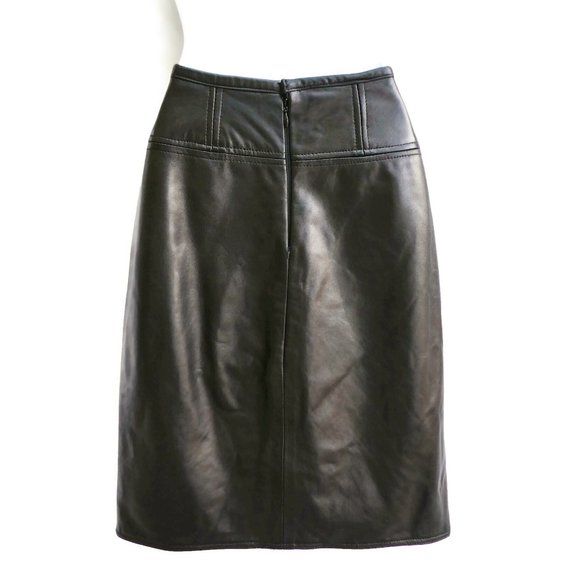Vintage Leather Skirt Black Lining Buttery Soft Center Back YKK Zipper 4 Small - Picture 2 of 10